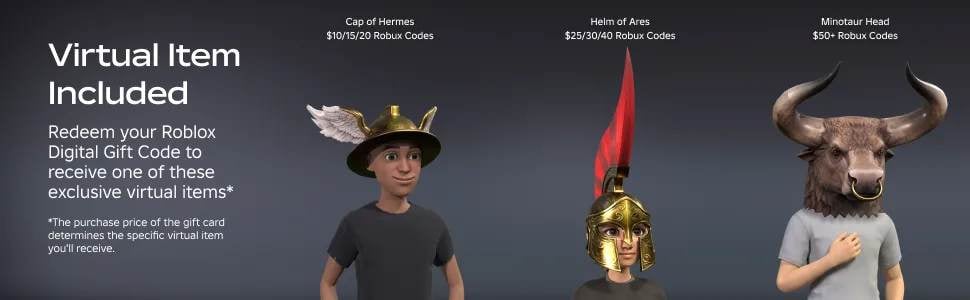 Roblox Gift Card включва безплатен виртуален предмет при активиране